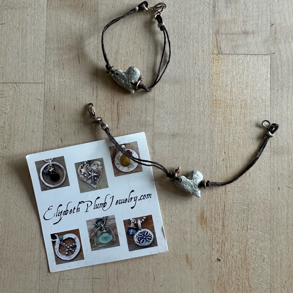 Elizabeth Plumb Handmade Silver Heart Bracelet Set